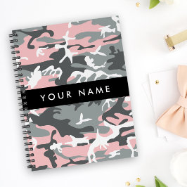Pink und Gray Camouflage Ihr Name personalisieren Notizblock