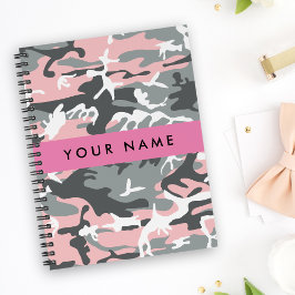 Pink und Gray Camouflage Ihr Name personalisieren Notizblock