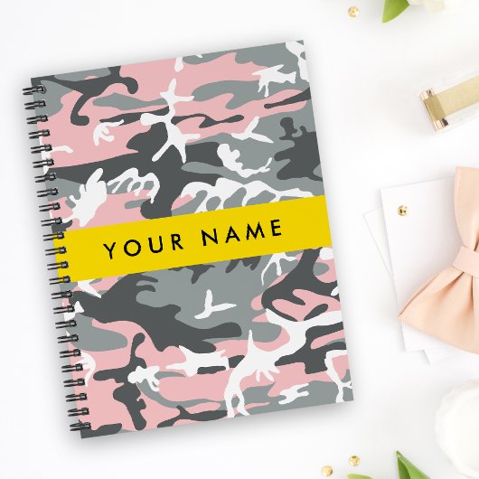 Pink und Gray Camouflage Ihr Name personalisieren Notizblock