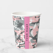 Pink und Gray Camouflage Ihr Name personalisieren Pappbecher (Vorderseite)