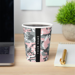 Pink und Gray Camouflage Ihr Name personalisieren Pappbecher