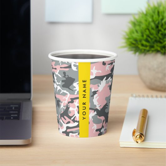 Pink und Gray Camouflage Ihr Name personalisieren Pappbecher (InSitu)