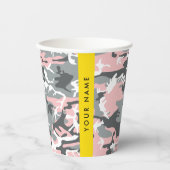 Pink und Gray Camouflage Ihr Name personalisieren Pappbecher (Vorderseite)