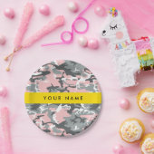 Pink und Gray Camouflage Ihr Name personalisieren Pappteller (Party)