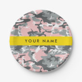 Pink und Gray Camouflage Ihr Name personalisieren Pappteller (Vorderseite)