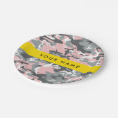 Pink und Gray Camouflage Ihr Name personalisieren Pappteller (Schrägansicht)