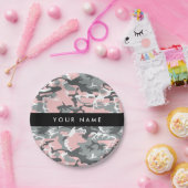 Pink und Gray Camouflage Ihr Name personalisieren Pappteller (Party)
