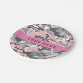 Pink und Gray Camouflage Ihr Name personalisieren Pappteller (Schrägansicht)
