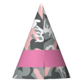 Pink und Gray Camouflage Ihr Name personalisieren Partyhütchen (Rückseite)