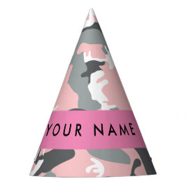 Pink und Gray Camouflage Ihr Name personalisieren Partyhütchen