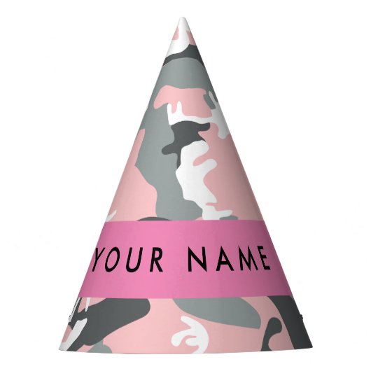 Pink und Gray Camouflage Ihr Name personalisieren Partyhütchen (Vorderseite)