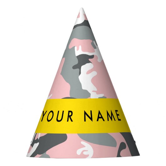 Pink und Gray Camouflage Ihr Name personalisieren Partyhütchen (Vorderseite)