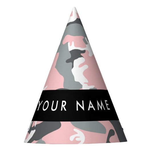 Pink und Gray Camouflage Ihr Name personalisieren Partyhütchen (Vorderseite)
