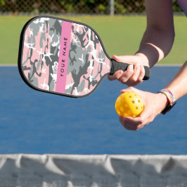 Pink und Gray Camouflage Ihr Name personalisieren Pickleball Schläger