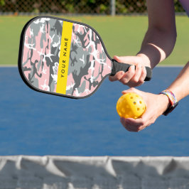 Pink und Gray Camouflage Ihr Name personalisieren Pickleball Schläger