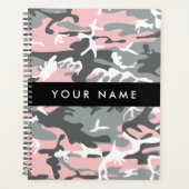 Pink und Gray Camouflage Ihr Name personalisieren Planer (Vorderseite)
