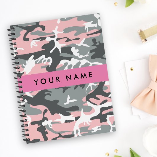 Pink und Gray Camouflage Ihr Name personalisieren Planer