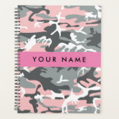 Pink und Gray Camouflage Ihr Name personalisieren Planer (Vorderseite)