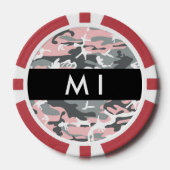 Pink und Gray Camouflage Ihr Name personalisieren Pokerchips (Vorderseite)
