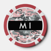 Pink und Gray Camouflage Ihr Name personalisieren Pokerchips (Rückseite)