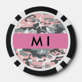 Pink und Gray Camouflage Ihr Name personalisieren Pokerchips (Rückseite)