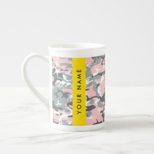 Pink und Gray Camouflage Ihr Name personalisieren Porzellantasse