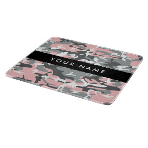 Pink und Gray Camouflage Ihr Name personalisieren Schneidebrett