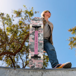 Pink und Gray Camouflage Ihr Name personalisieren Skateboard