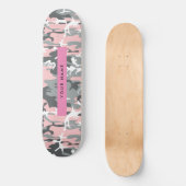 Pink und Gray Camouflage Ihr Name personalisieren Skateboard (Vorderseite)