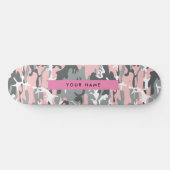 Pink und Gray Camouflage Ihr Name personalisieren Skateboard (Horizontal)