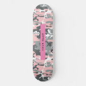 Pink und Gray Camouflage Ihr Name personalisieren Skateboard (Vorderseite)