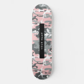 Pink und Gray Camouflage Ihr Name personalisieren Skateboard (Vorderseite)