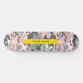 Pink und Gray Camouflage Ihr Name personalisieren Skateboard (Horizontal)