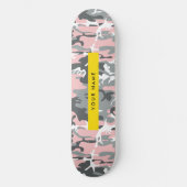 Pink und Gray Camouflage Ihr Name personalisieren Skateboard (Vorderseite)