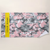 Pink und Gray Camouflage Ihr Name personalisieren Strandtuch (Vorderseite)