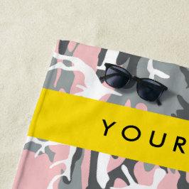 Pink und Gray Camouflage Ihr Name personalisieren Strandtuch