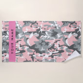 Pink und Gray Camouflage Ihr Name personalisieren Strandtuch (Vorderseite)