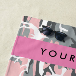 Pink und Gray Camouflage Ihr Name personalisieren Strandtuch
