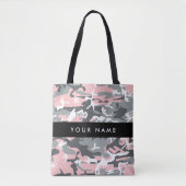 Pink und Gray Camouflage Ihr Name personalisieren Tasche (Vorderseite)
