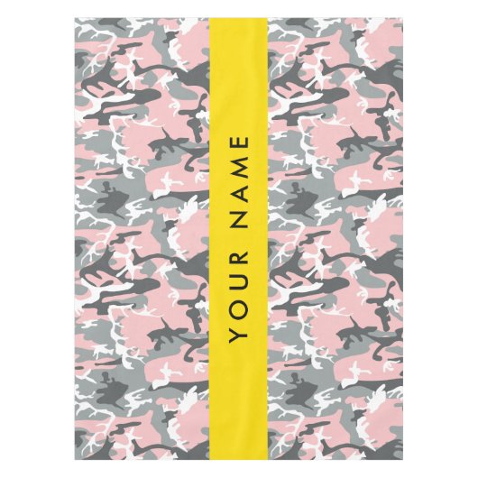 Pink und Gray Camouflage Ihr Name personalisieren Tischdecke (Vorderseite)