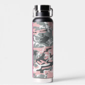 Pink und Gray Camouflage Ihr Name personalisieren Trinkflasche (Rückseite)