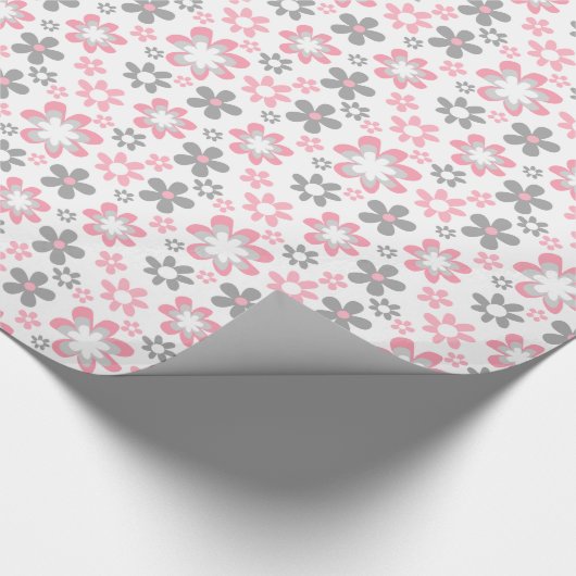 Pink und Gray Daisies Blumenhandwerk Geschenkpapier (Ecke)