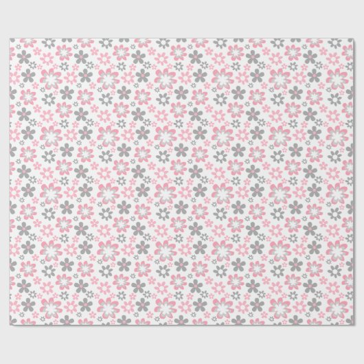 Pink und Gray Daisies Blumenhandwerk Geschenkpapier (Flach)