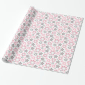 Pink und Gray Daisies Blumenhandwerk Geschenkpapier (Ungerollt)