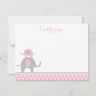 Pink und Gray Elefant Danke Karte