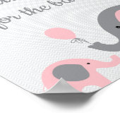 Pink und Gray Elefant Vorhersagen für Babysignatur Poster (Ecke)