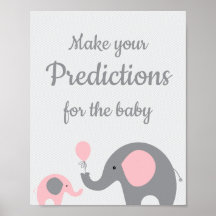 Pink und Gray Elefant Vorhersagen für Babysignatur