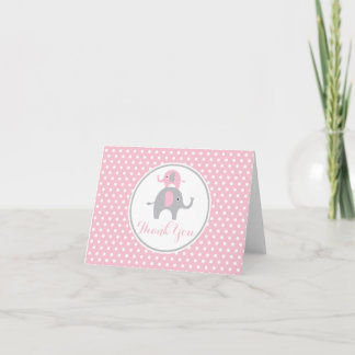 Pink und Gray Elephant Vielen Dank Dankeskarte
