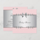 Pink und Gray Girl Dusche Einladung (Vorne/Hinten)