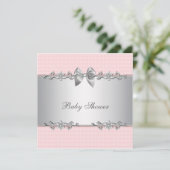 Pink und Gray Girl Dusche Einladung (Stehend Vorderseite)